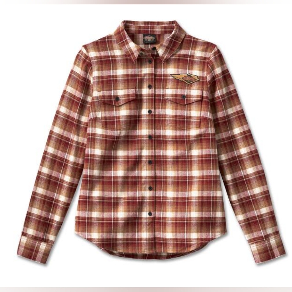 Harley-Davidson 120 Year Anniversary Woven Red Plaid Button Up Flannel
